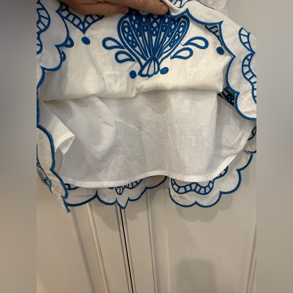 Avara Leilani Blue Embroidered Mini Dress | Size Medium - Picture 9 of 12